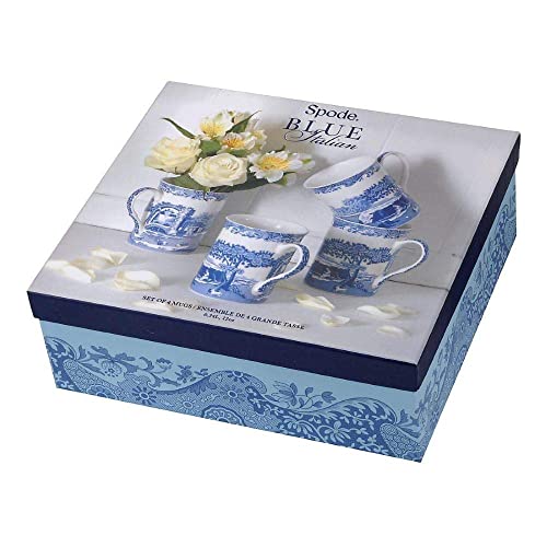 Spode Blue Italian Large Mugs | Set Of 4 | 340Ml / 12-Ounces | Cup For Coffee, Tea, And Other Beverages | Blue/White | Made Of Porcelain | Dishwasher Safe #TOP1