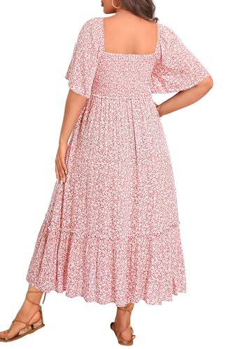 Image of Plus Size Summer Dresses - Maxi Casual Wedding Guest Graduation Easter Long Dress with Pockets