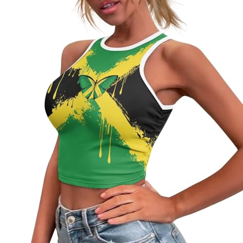 Srengjodk Jamaica National Flag Beach Tank Top Ethnic Flag Color
