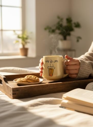 Image of Chai Ho Jaye Mug for Chai Lovers 250 ML Handmade Ceramic Coffee & Tea Mug | Microwave Safe Dishwasher Safe | Tea Milk Green Tea Cold Coffee Cup (Set of 1)
