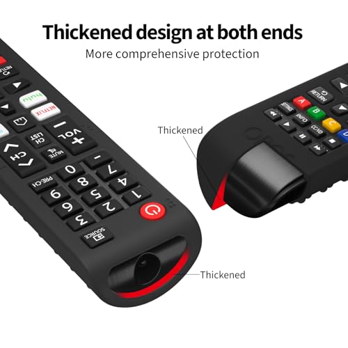 Image of OBOE Silicone TV Remote Cover for Samsung Smart TV Remote BN59-01315, Black | Compatible with Foxsky TV, Compatible with X Electron TV, Protective Case with Lanyard, Remote Not Included