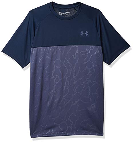 Under Armour Men's Tech 2.0 Emboss Short Sleeve Training Workout T-Shirt, Academy (408)/Blue Ink, X-Large