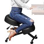 Himimi Kneeling Chair Ergonomic with Thick Memory Foam Cushion, Height Adjustable Office Stool, Knee Support Chair to Relieve Back Pain & Improve Posture, Brake Casters, for Home&Office