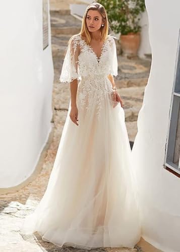 Exquisite Wedding Dresses for Bride 2025 Lace Applique Long Bridal Gowns A-line Elegant Wedding Dress2