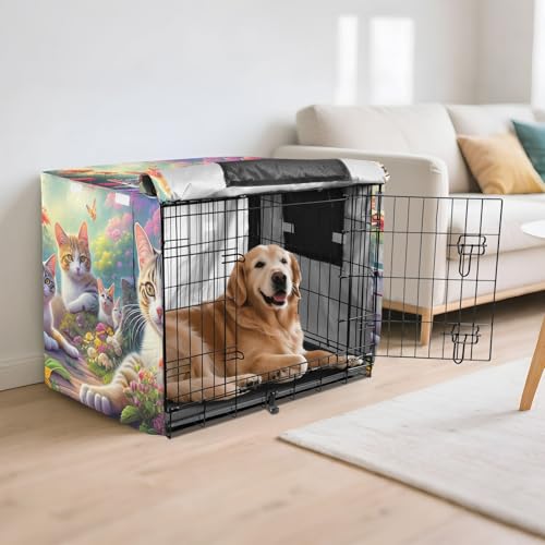 Housse de cage pour chats universelle avec ouvertures motif fleurs L