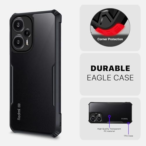 Image of Pikkme Back Cover for Mi Poco F5 5G | Ultra Hybrid Shockproof Case | Full Camera Protection | Raised Edges | Clear Transparent Bumper Case (Black)