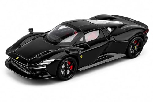 Image of WORSHIPER 1:22 Ferrari Daytona SP3 Diecast Model Car with Light & Sound, Openable Doors, Hood & Trunk, Removable Roof, Alloy Metal Sports Car Toy for Kids (1:22 Ferrari Daytona SP3-Black)