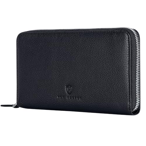 VON HEESEN Leder Geldbörse mit RFID-Schutz - Portemonnaie für Damen & Herren aus echtem Leder - Wallet mit Münzfach - Geldbeutel für Frauen und Männer in Schwarz