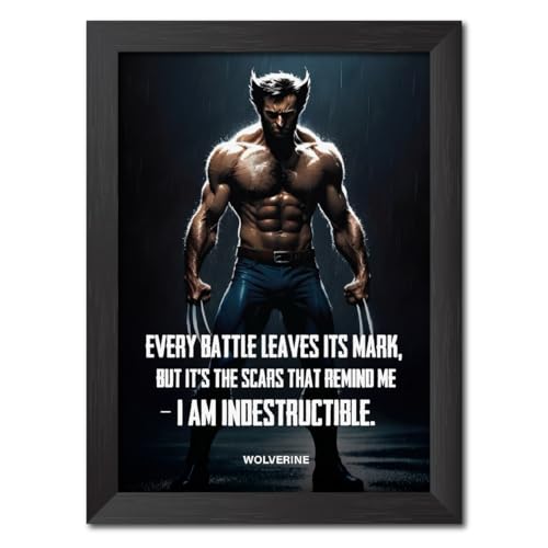 Image of TenorArts Wolverine Poster with Quotes Comics Photo Frame Painting With Black Wooden Textures (12inches x 9inches)