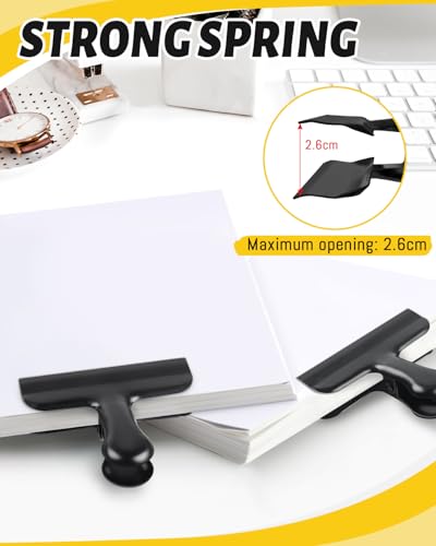 Caianwin 6 Stück Verschlussklammern Groß 76mm Tütenklammern Metallklammern Clips für beutel, Lebensmittel und Foto für Haus, Küche, Schule und Büro(Schwarz)