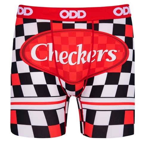 Odd Sox Men's Gift Idea Novelty Underwear Boxer Briefs, Checkers- Medium