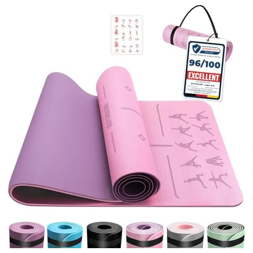 OUTDOUSE Esterilla Yoga,Esterilla Fitness Antideslizante,TPE Colchoneta Gimnasia, para Pilates,Deporte,Gimnasia,Estiramientos, Esterilla Deporte con bandolera y bolsa de transporte 183x61cm