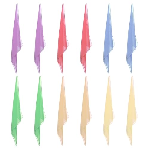 BESPORTBLE 12pcs Dance Scarves Vibrant Color Play Scarves for Performance and Fun for Kindergarten Activities Face and Neck Covering Includes