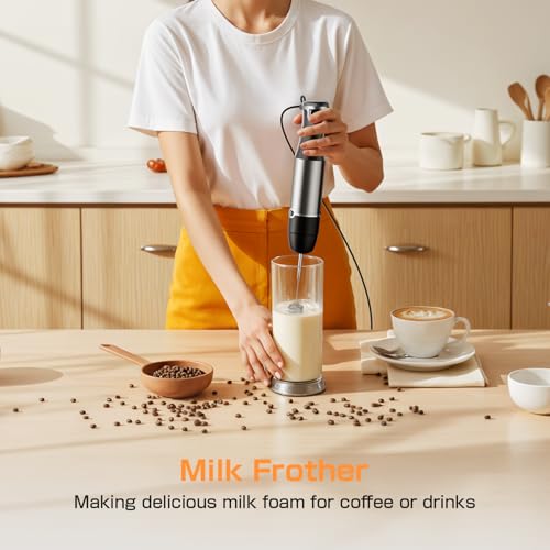 Immersion Blender Handheld 1100W - 3 in 1 Hand Blenders Set with Trigger Speed Control Stainless Steel Emulsion Stick with Whisk and Milk Frother, Emulsifier for Kitchen for Soup, Smoothie, Puree #5