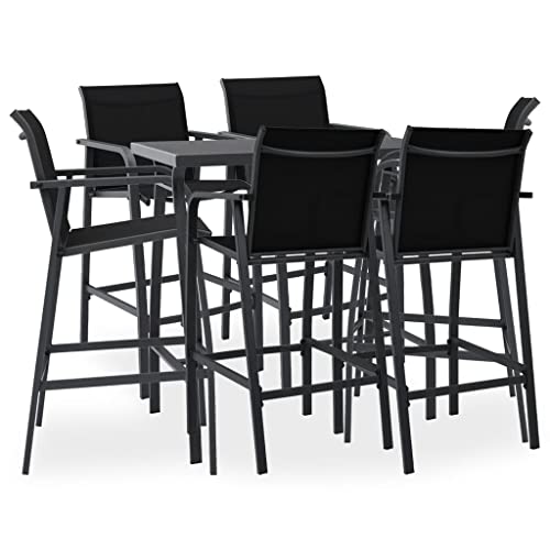 WOODEY Home Furniture – Juego de barra de jardín (7 piezas), color negro