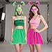 kuchisity 2 Set 80s Women Tutu Costume Accessories, Pom Pom Headband Tulle Tutu Skirt Heart Sunglasses Necklaces Tube Socks for Halloween Mardi Gras Spirit Day Party(Green+Pink)
