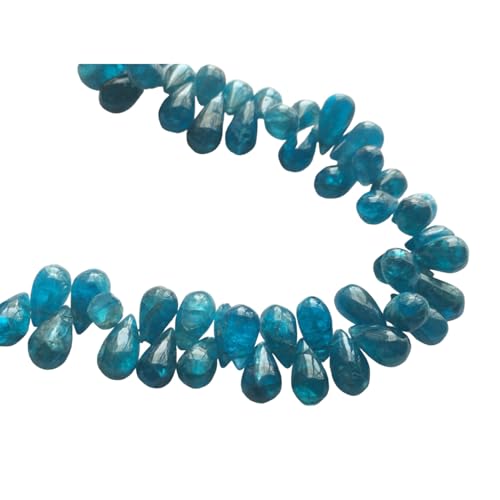 Gouttes d'apatite bleu néon 3x5-5x7mm, briolettes et perles de larme pour création bijoux