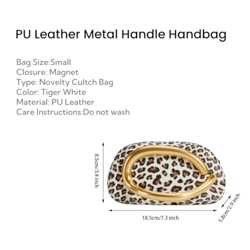 Image of Women PU Leather Metal Handle Handbag Trendy Commuting Compact Stone Purse Hand-held Causal Shoulder Clutch Bag