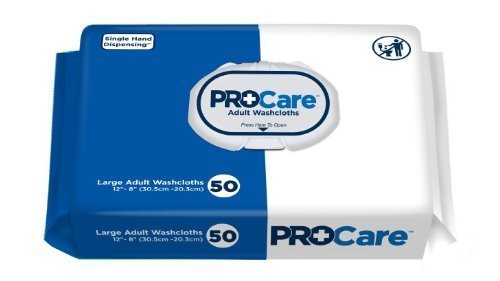 First Quality Procare Large Adult Washcloth 12 X 8 Inch Case of 600 Soft Pack (12 Packs of 50)