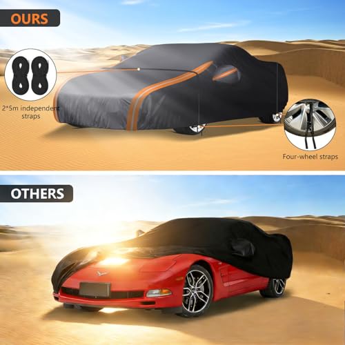 Image of 8 Layer Car Cover Custom Fit for Chevrolet Corvette C4 C5 Coupe Convertible Targa 1980-2004 | Outdoor Full Exterior Car Cover | Sun, Rain, UV, Dust, and Snow Protection with Door Zipper