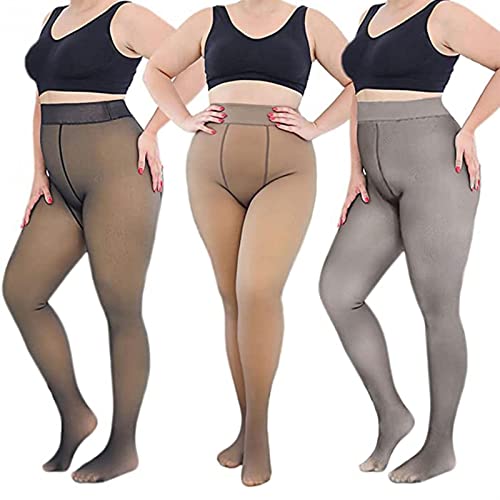 Damenstrumpfhose Winterstrumpfhose mit Fleecefutter - hochelastische warme dicke gefälschte durchscheinende Kompressionsstrumpfhose - Hose Fuzzy Skin Leggings ( Farbe : Grau , Size : 80g(72kg-95kg) ) Cover