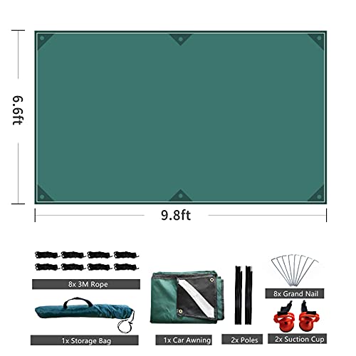 Slan Arrow Versatility Car Awning Camping Car Tail Tent Waterproof Shed 210D Silver Coated Oxford Cloth Tent For Outdoor Activities Like Camping Mountaineering Fishing For Vehicles Suv Rv (Green) #TOP1