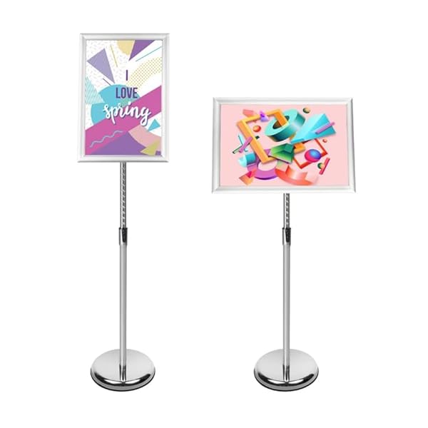 Menu Display Notice Stand,A3 Poster Stand Vloerstaande Sign Holder Snap Frame Verstelbare Aluminium Sign Stand, voor Bruiloft/Business Activiteiten Display A3 zilver