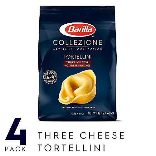 Barilla Collezione Three Cheese Tortellini Pasta, 12 Oz. Bag (Pack Of 4) - 6 Servings Per Bag - Pantry Friendly Artisanal Dried Tortellini - Non-Gmo, All Natural Ingredients, No Preservatives #TOP1