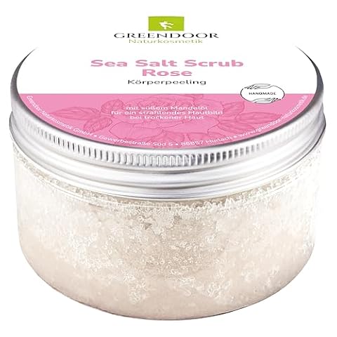 GREENDOOR Peeling do Ciała z Solą Morską i Różą - Naturalny, Bez Mikroplastiku i Konserwantów, z Ujędrniającym Olejkiem Migdałowym - dla Kobiet, 280 g