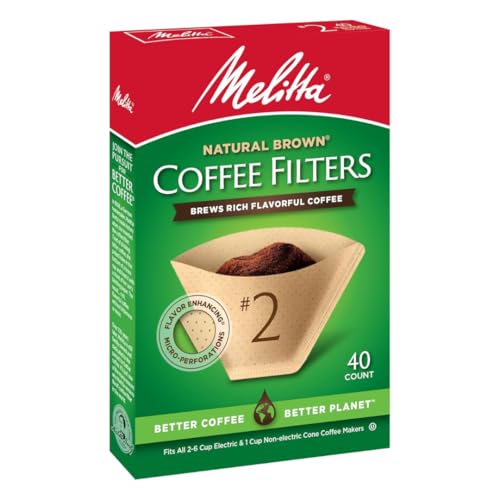 Image of Melitta #2 Unbleached Coffee Filters, Premium, Natural Brown, Flavor Enhancing Coffee Filters for 8-12 Cup Coffee Makers, Kosher Certified, Compostable, 40 Count (Pack of 12)