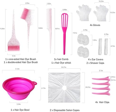 21 pcs Hair Dye Kit Professional Salon Tools with Hair — packaging and what arrives in the box