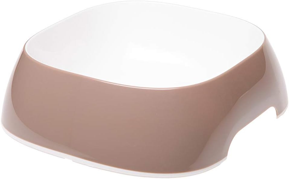 Ferplast Glam Dog Bowls - Fashionable, Non-Slip Plastic Dog Food Bowl and Dog Water Bowl, Easy to Clean, 1,2 Liter, Grey