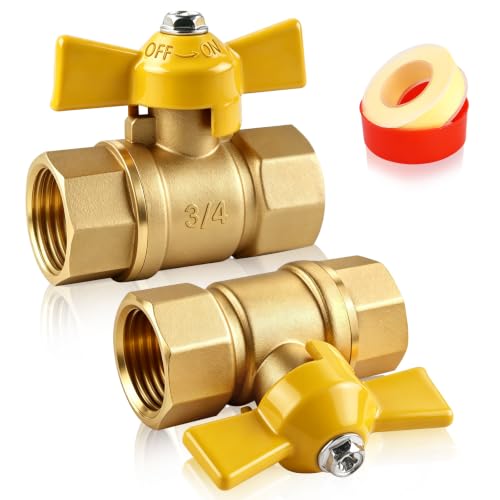 Boltigen Brass Gas Ball Valves with 3/4'' FIP x 3/4'' FIP & 1/4-Turn Handle
