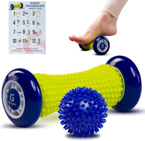 Gallant Foot Massager Roller for Plantar Fasciitis Foot Roller & Spiky Massage Ball Set Arch Pain Support Reflexology Foot Massage Tool for Home Use (Blue)