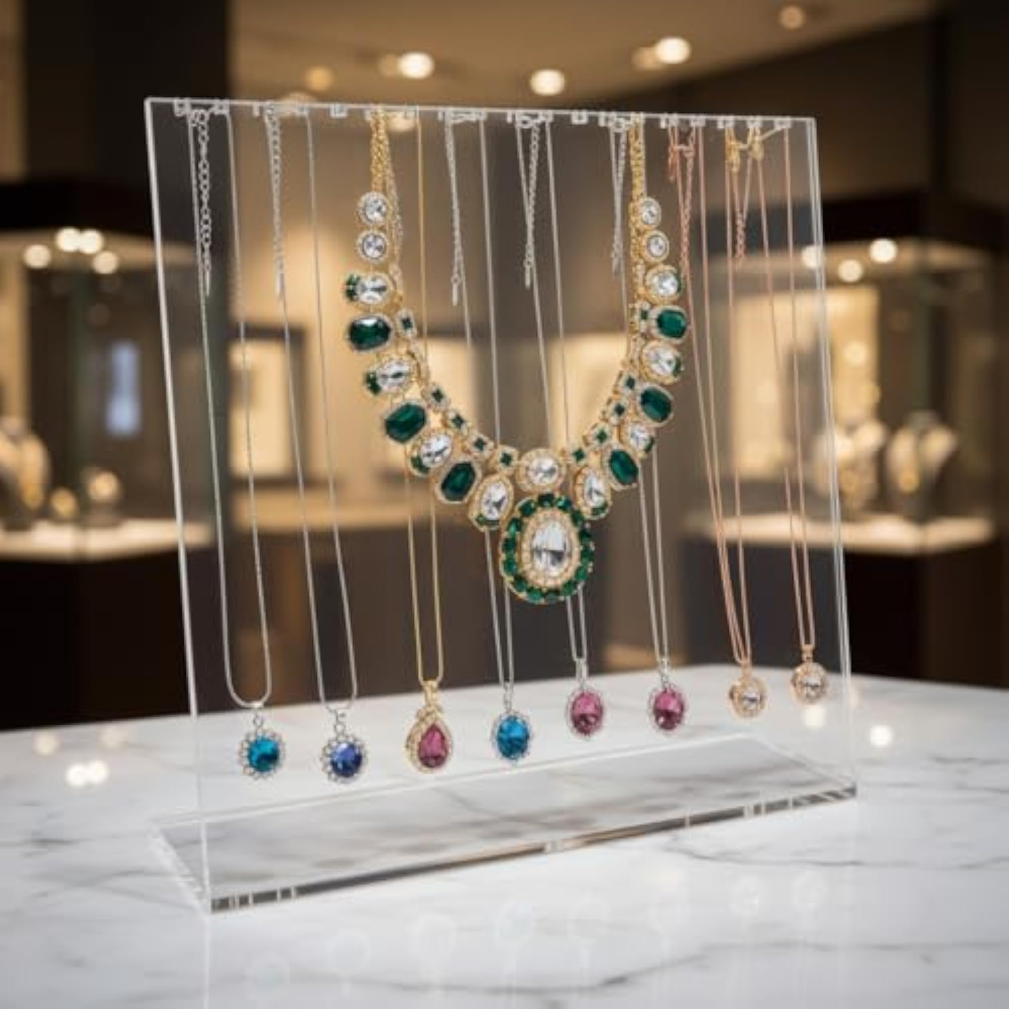 Clear Acrylic Jewelry Display Stand with Hooks