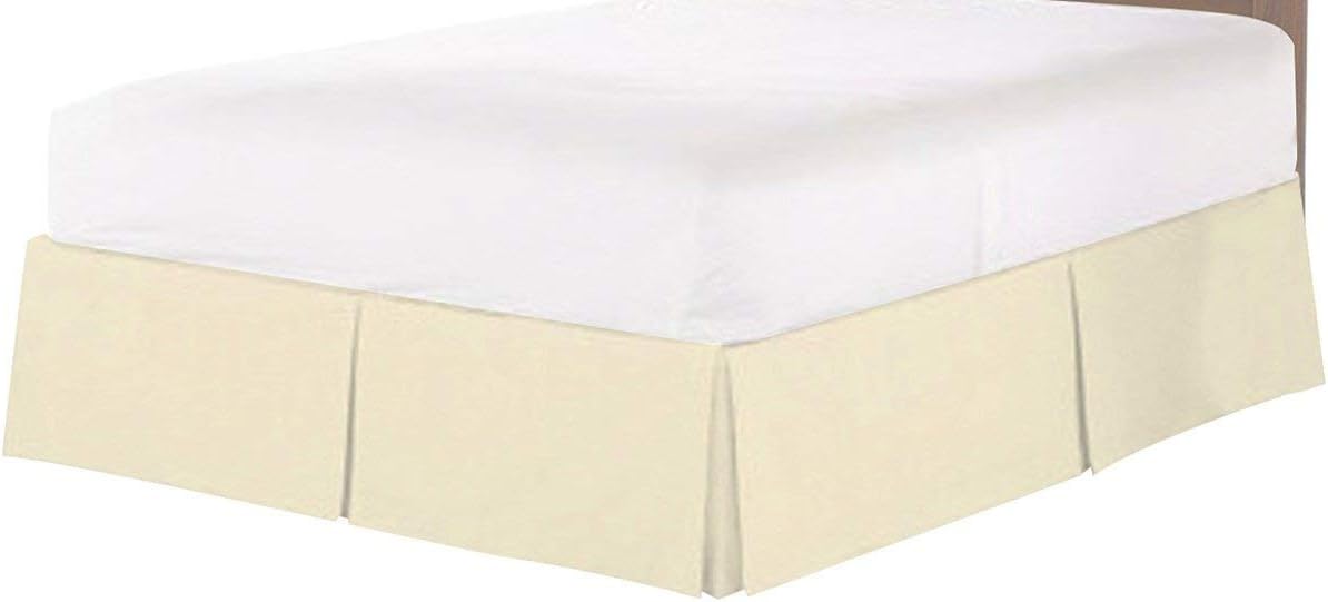 SRP Linen1-PC Split Corner Bed Skirt/Dust Ruffle - Queen Size Solid 100% Egyptian Cotton (Color : Ivory) Fits Upto 21" Inch Drop/Fall Length