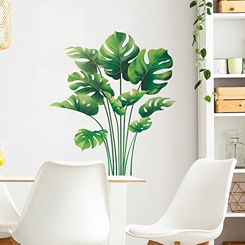Dosminer Leaf Wall Decals Tropical Wall Stickers Monstera Leaves Wall Decor Posters For Living Room, Palm Leaf Wall Decals Vinyl Natural Green Jungle Wall Murals For Nursery Bedroom Office #TOP2