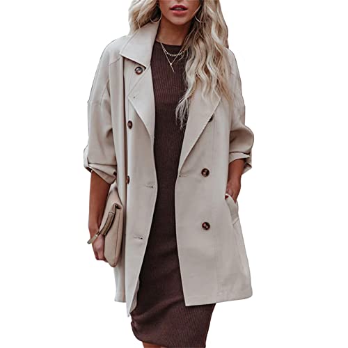 Manteau trench casual pour femmes coupe-vent d'automne hiver