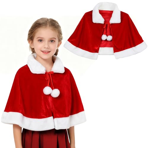 QIZHIQIAMY Weihnachtsmantel Rot Weihnachtsumhang Weihnachtsmann Umhang...