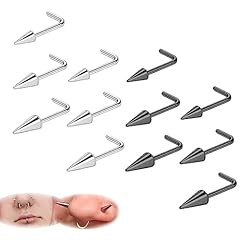 12pcs 20g l-shape nose studs