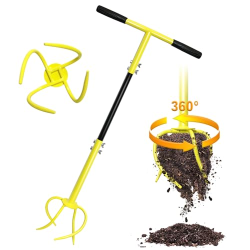 Meyrines Gardening Hand Tiller, Manual Twist Tiller, Claw Cultivator Tiller