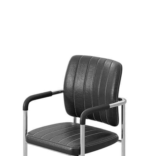 Image of Royaloak Storm Visitor Chair | Modern Black Leatherette Office Chair with Chrome Legs | Comfortable & Stylish for Home or Office Use