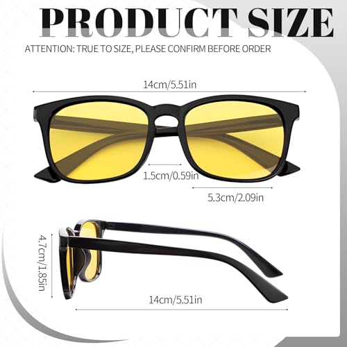 Image of Polarized Sunglasses for Women Men Night Vision Glasses Anti Glare | Yellow Anti Glare UV400 Lens, Lightweight Square Frame, for Day Night Use, Driving, Fishing, Cycling, Traveling
