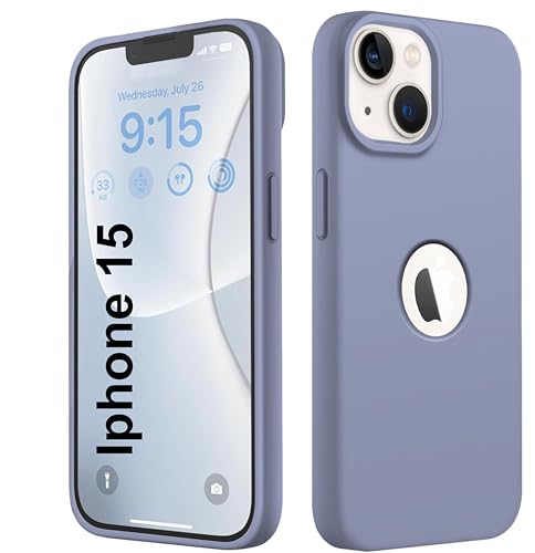Image of SBMS Liquid Silicone Case for iPhone 15 6.1-Inch, Logo Cut Silky-Soft Touch Full-Body Protective Phone Case, Shockproof Back Cover for iPhone 15 (Pigeon Blue)