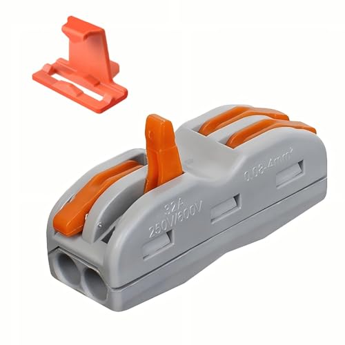 10 Pairs Lever Wire Nut Electrical Connectors with Fixed Base, Conductor Compact Connectors for 2 Circuit Inline Splices 28-12 AWG