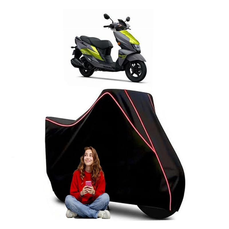 Image of Avenis Scooty Bike Cover Water Resistant Outdoor Use Universal Fit Scooters Motorcycles Heavy Duty UV Protection Dust Rain Scratch Resistant Elastic Bottom Black Blue Piping