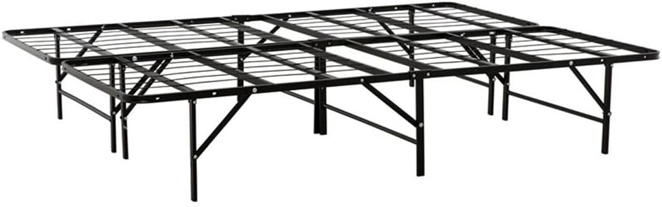 Pemberly Row California King Mattress Foundation Bed Frame, Black Steel Finish, Sturdy Metal Construction, No Box Spring Needed, Under-Bed Storage, Easy Assembly, High Weight Capacity, Modern Bedroom
