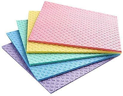 Stardom MARTSponge Wipe with Super absorbant Biodegradable Cellulose Material Use for Kitchen, Bathroom, Automotive (Pack of 5)(Multicolor)
