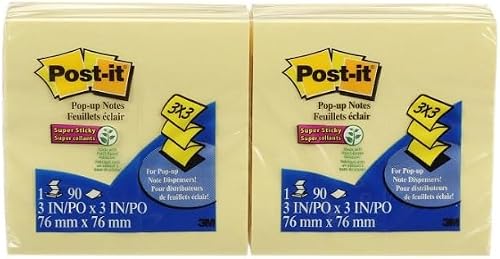 3M Post-it R330-YW 100-Sheets Pop-Up Sticky Notes, 73 mmx 73 mm Size, Yellow