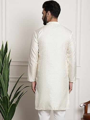 Image of SOJANYA Men's Silk Blend Kurta with Paisley Design